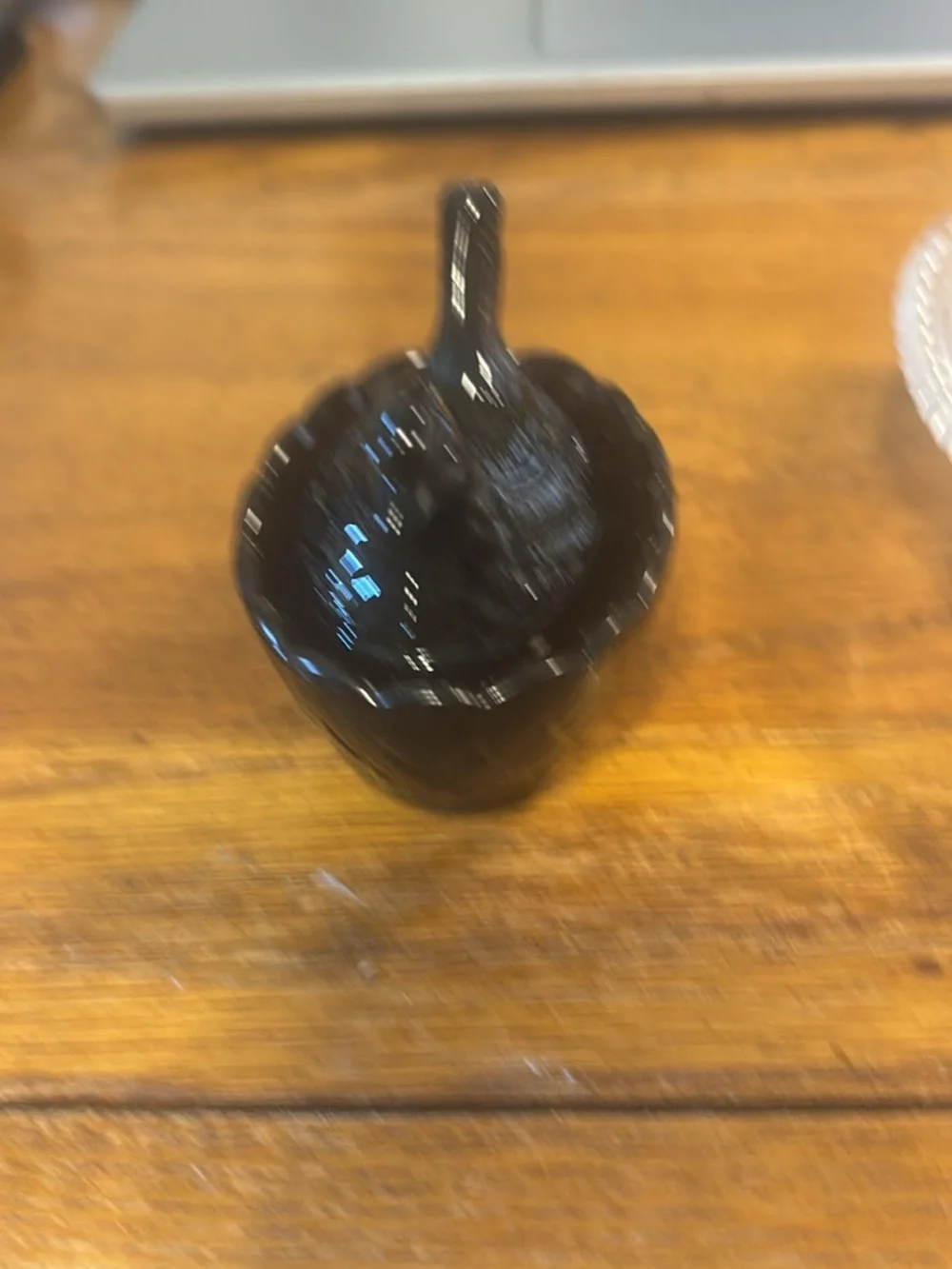 Clear Glass Lidded Dish & Black Glass Salt Cellar Set